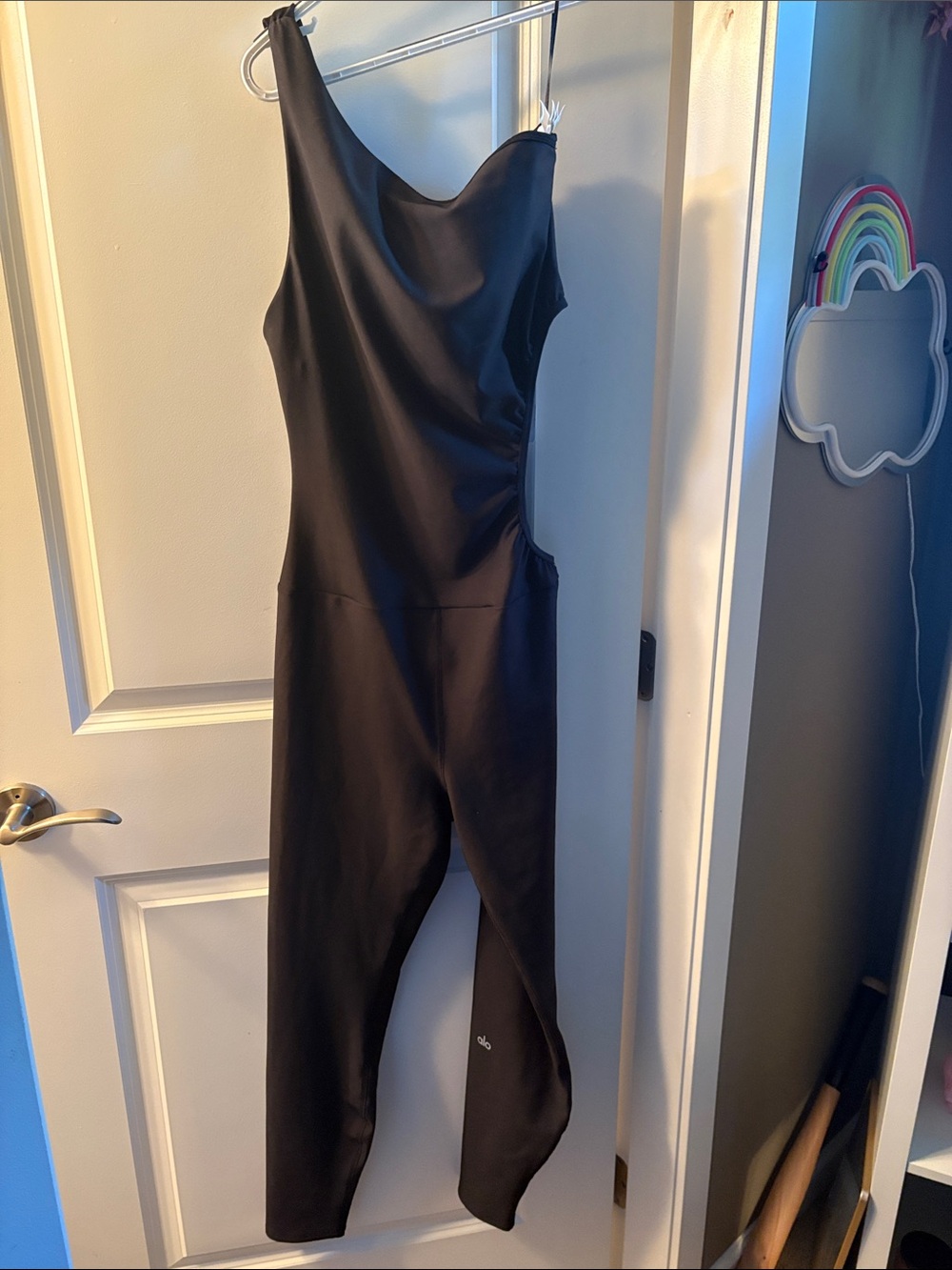 ALO Yoga Black Off The Shoulder Cutout Jumpsuit